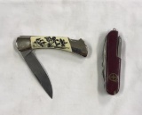 Sabre Scrimshaw-Style Knife with Duck Scene,