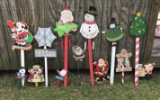 (11) Wooden and Plastic Christmas Yard Signs and