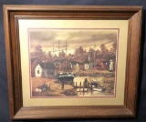 Vintage Frame Robert Lebron Print--Fishing Village