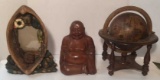 Hand-Carved Wooden Buddah Figure, Fishing