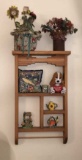 Wooden Wall Shelf - 13” x 24” with Knick Knacks