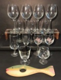 Assorted Stemware & Fish-Shaped Wine Holder
