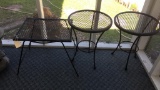 (3) Iron Outdoor Tables:  (2) Round & (1)