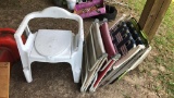 (5) Folding Outdoor Chairs, Portable Potty