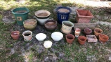 Assorted Ceramic, Clay & Plastic Planters