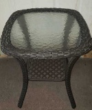 Wicker Glass Top Side Table