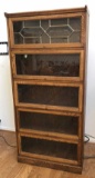 Oak 5-Stack Barrister Bookcase with Leaded Glass