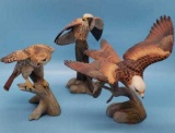 (3) Hawk Figurines