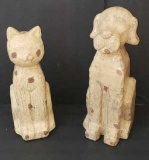 Dog and Cat Figures: Cat 14 1/2” H & Dog 16” H