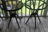 (2) Round Outdoor Glass Top Table(One Table is Missing the Glass) --24