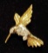 14Kt Yellow Gold and Diamond Hummingbird Pin 2.3g