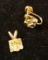 14 Kt Yellow Gold Nugget Pendant & 1 Earring 1.3g