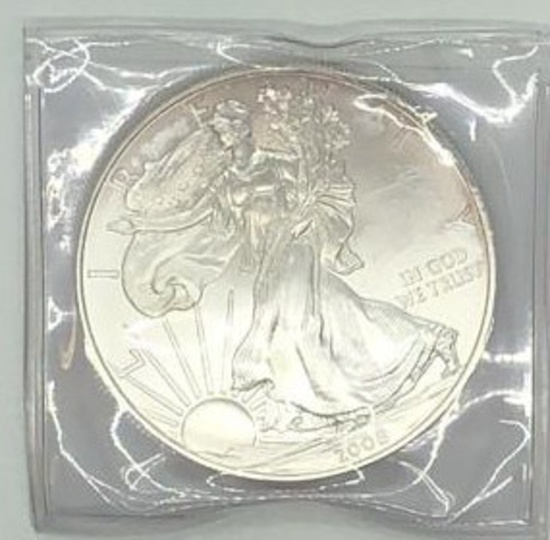 2008 One Dollar One Ounce Silver Eagle Bullion