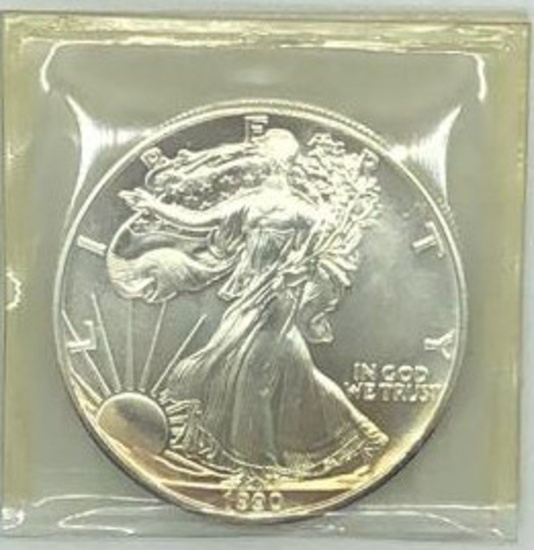 1990 One Dollar One Ounce Silver Eagle Bullion