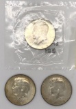 (3) Kennedy Half Dollars--1966, 1969, 1965 Unciruclated-60