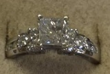 14 Kt White Gold Diamond Engagement Ring--