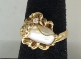 Ladies 14 Kt Yellow Gold Nugget & Diamond Ring--