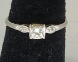 14 Kt. White Gold (3) Diamond Engagement Ring.