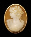 Shell Cameo Pin/Pendant in 1/20 12 Kt Gold