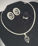 Sterling Silver & Onyx Set: Collar Necklace w/1