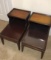 (2) Mahogany Step End Tables w/ Tooled Leather Top - Mid 20th Century - 17