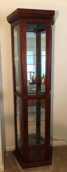 Lighted Cherry Finish Curio Cabinet--20" x 11 1/2"