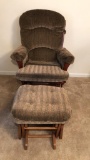 Wooden & Upholstered Glider & Foot Stool