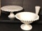 (3) Vintage Milk Glass Items: 11 1/2” Round Cake