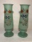 (2) Antique Hand-Painted Bristol Glass Vases--