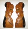 (2) Carved Wood Women's Profile Wall Plaques