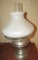 Antique Kerosene Lamp with Milk Glass Shade--
