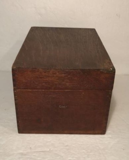 Vintage Wooden File Box 8 1/8" x 10" x 6" H