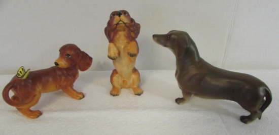 (3) Vintage Dachshund Dog Figurines:  (1)Lefton