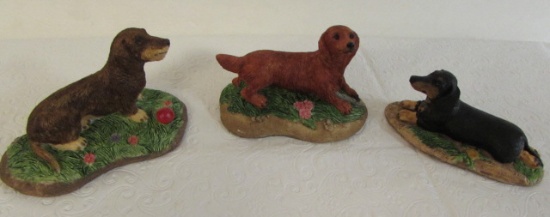 (3) Vintage Charmstone Dachshund Dog Figurines