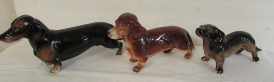 (3) Vintage Dachshund Dog Figurines--(1) Japan