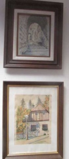 (2) Framed Pictures:  "Via Dolorosa" Signed Iris
