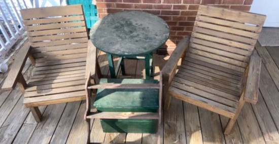 Wooden Outdoor Furniture- (2) Chairs, Round