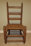 Antique Ladder Back Chair with Rush Seat