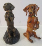 (2) Vintage Dachshund Dog Figurines--Standing on
