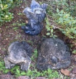 (3) Yard Ornaments: Concrete Frog, Concrete Turtle