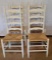 (4) Painted Ladder Back Chairs with Rush Seats