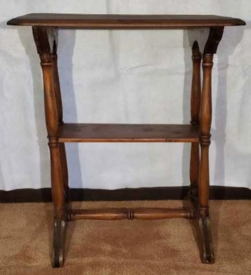 Two-Tier Table with Turned Legs--24" x 15" x 27"