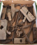 (2) Boxes of Antique Tools & Misc. Iron Items