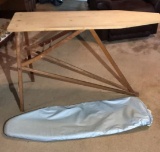 Antique wood ironing board w/ cover