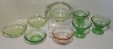 Assorted Pink & Green Depression Glass