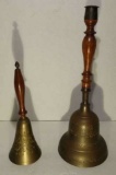 (2) Wooden Handle Brass Bells: 14