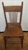 Vintage Pressed Back Chair with Repaired Seat