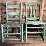 (2) Antique Chairs - (1) Handmade Ladder Back &