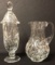 (2) Cut Glass Items Footed Covered Candy Dish and