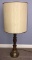 Wood and Brass Table Lamp 32” H to top of Shade